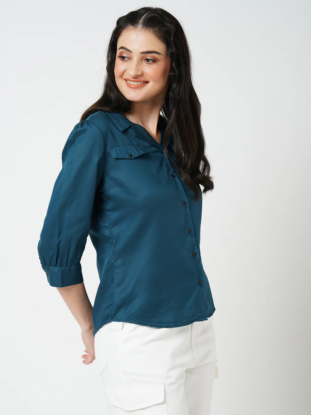 Women Teal Shirt - Image 6