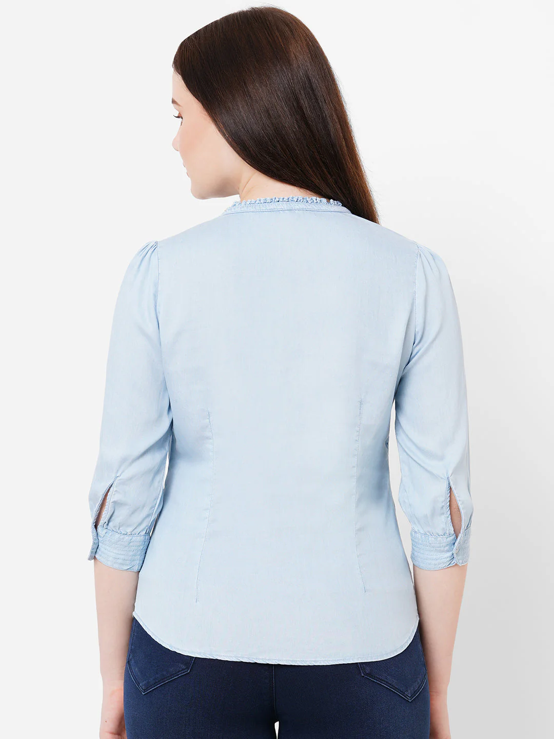 Women Tie-Up Denim Top - Image 3
