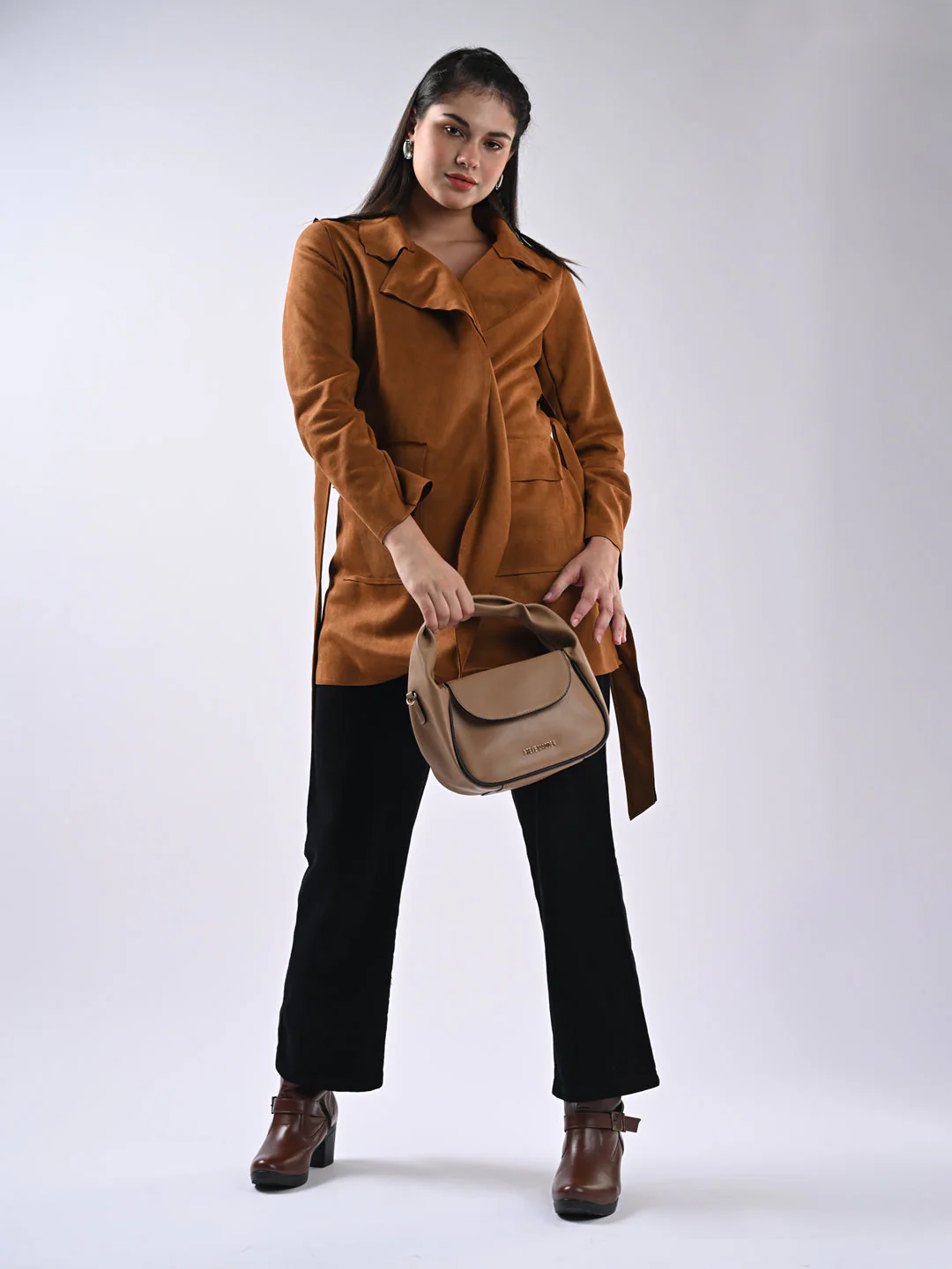 Women Trench Coat Tan Jacket - Image 3