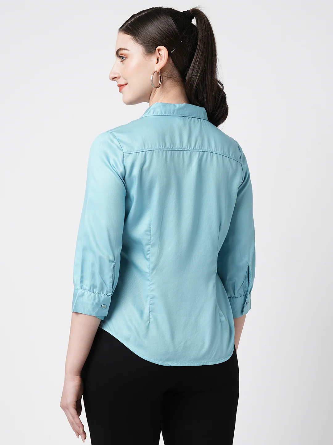 Women Turquoise Shirt - Image 3