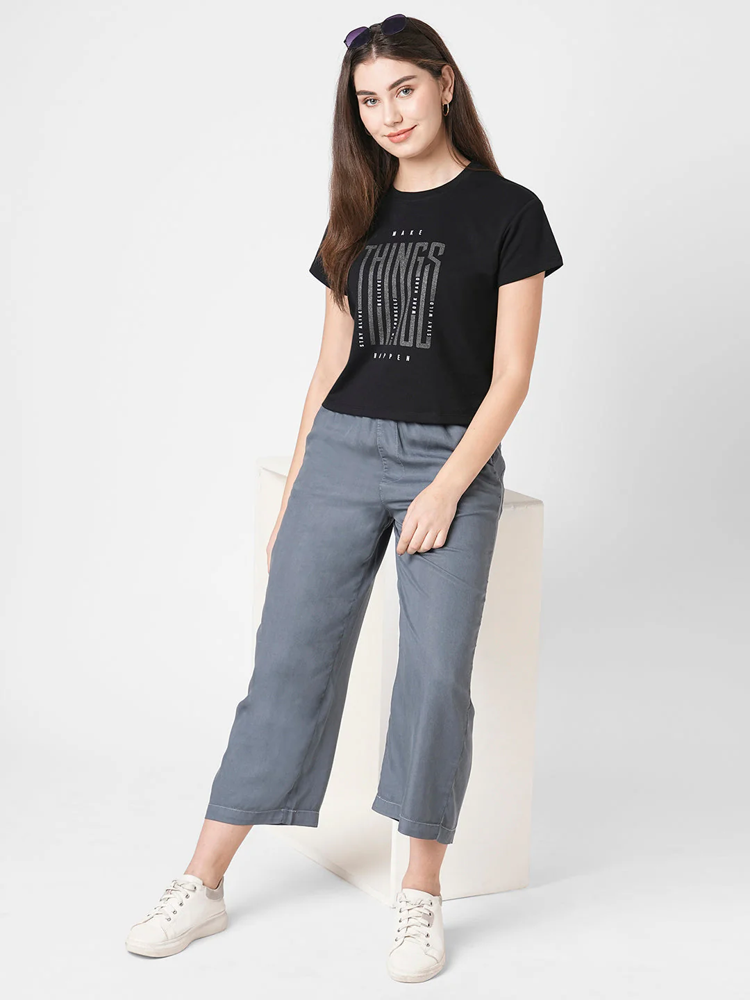 Women Typography Athleisure Slim Fit Crop Top - Image 4