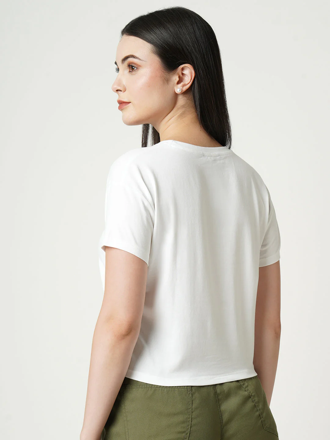 Women Typography Print Slim Fit Crop T-Shirt - Image 3