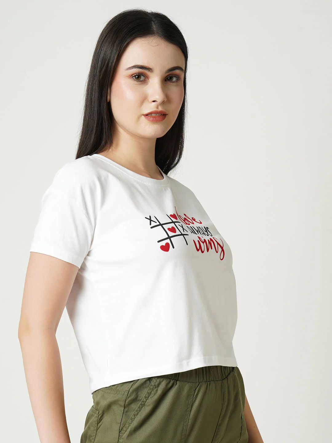 Women Typography Print Slim Fit Crop T-Shirt - Image 4