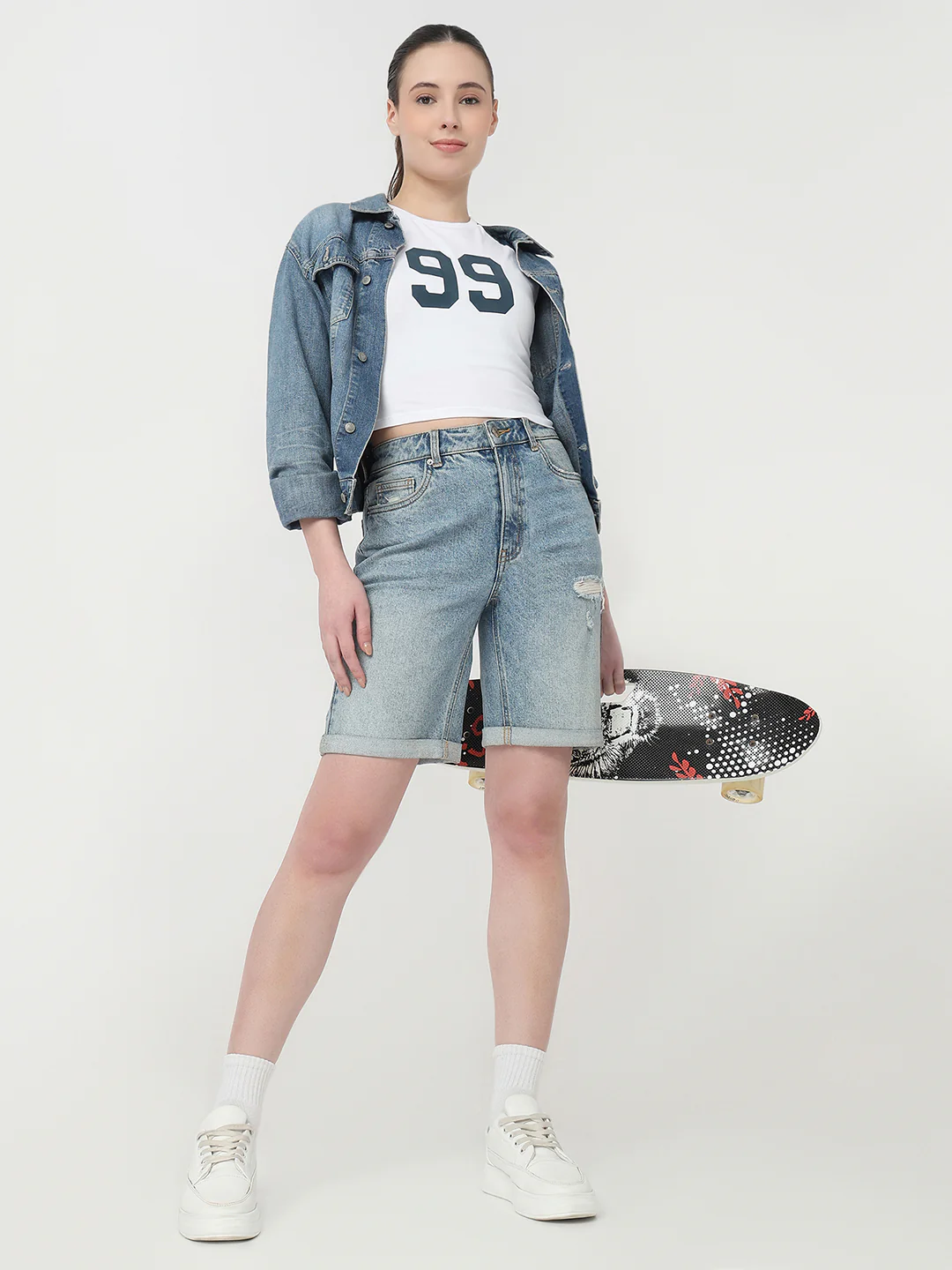 Women White/Airforce Genz Tees