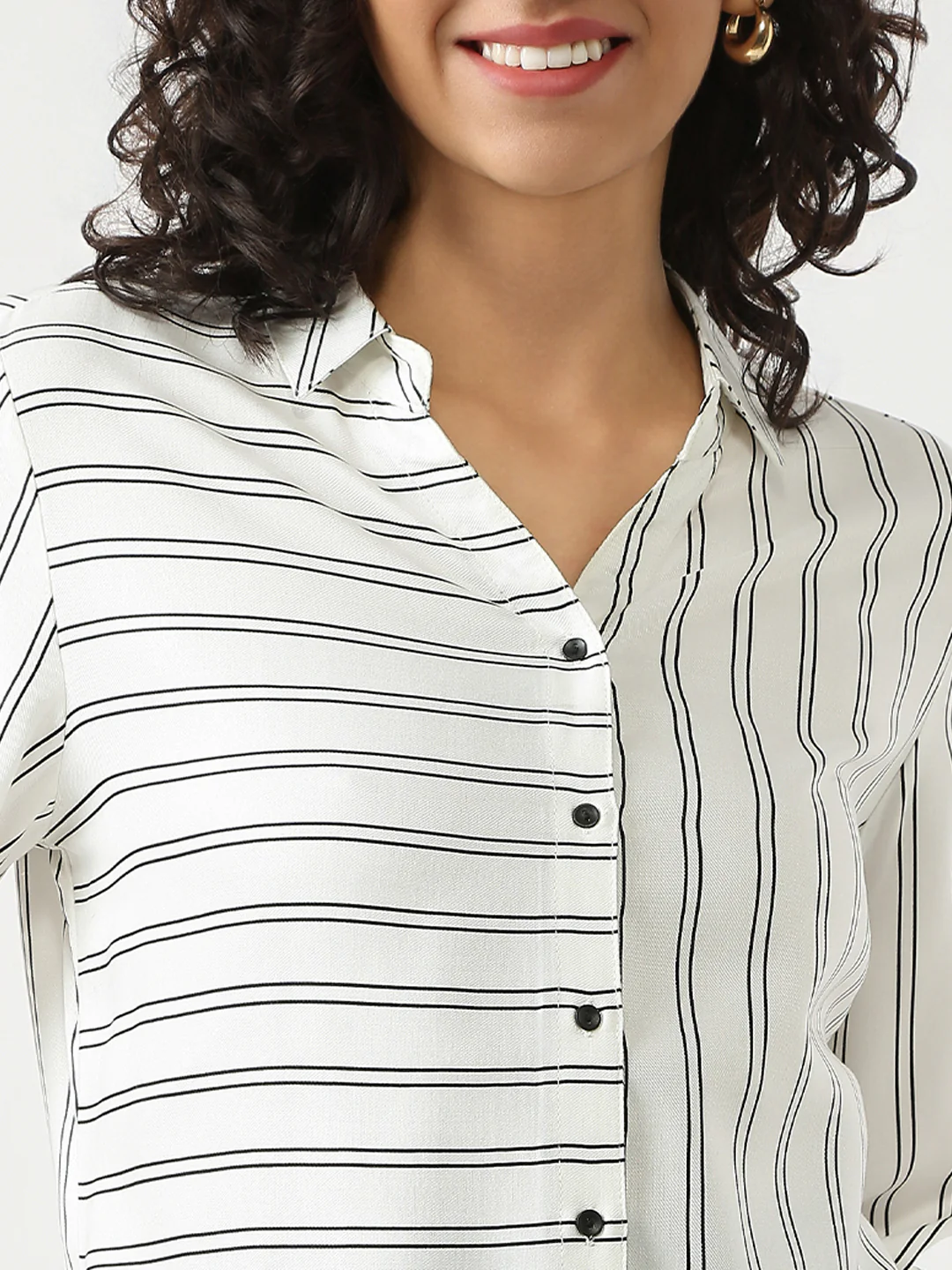 Women White/Black Stripe Shirt - Image 6