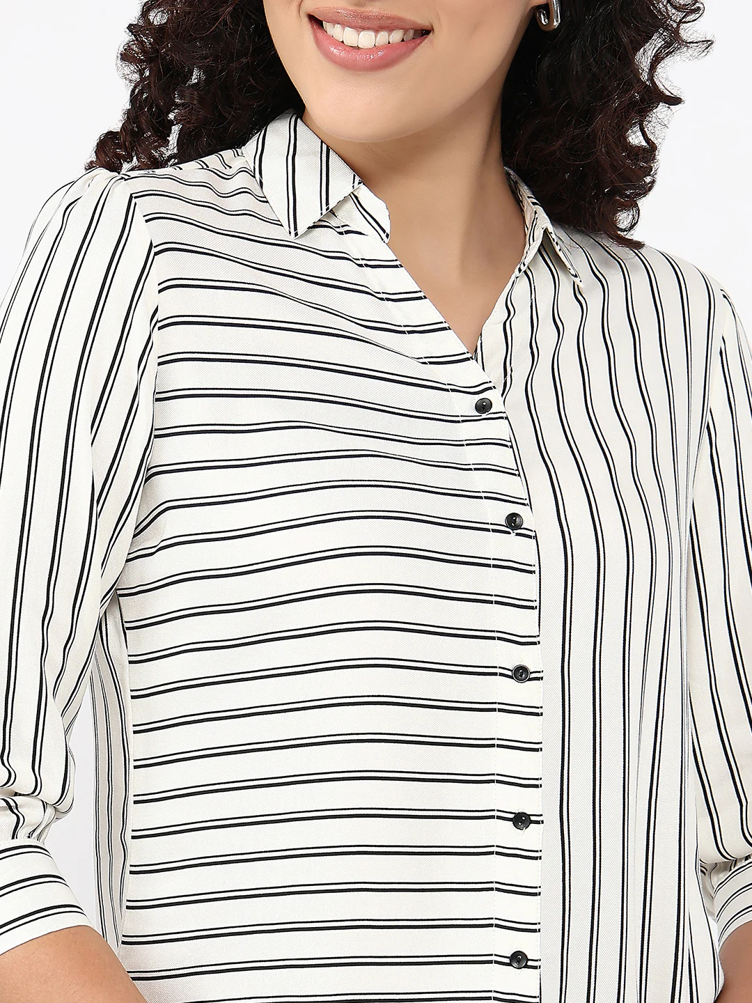 Women White/Black Stripe Shirt - Image 5
