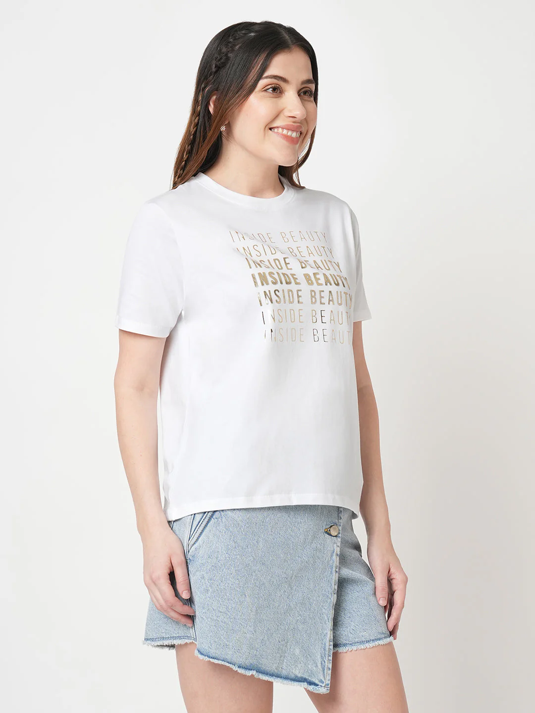 Women White Boxy Graphic Tees - Image 5