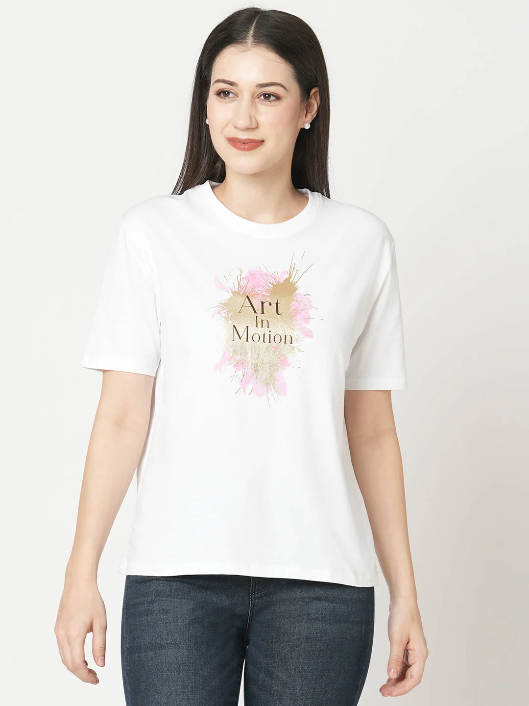Women White Boxy Graphic Tees
