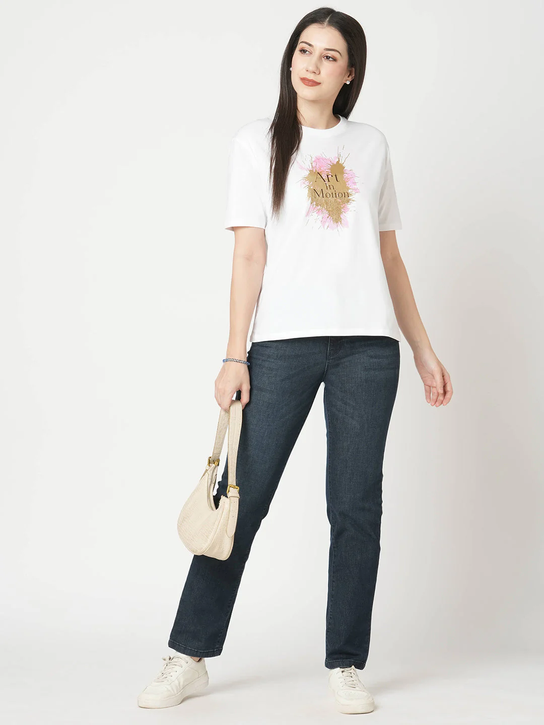 Women White Boxy Graphic Tees - Image 2