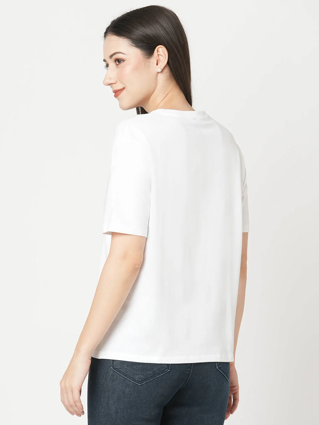 Women White Boxy Graphic Tees - Image 3