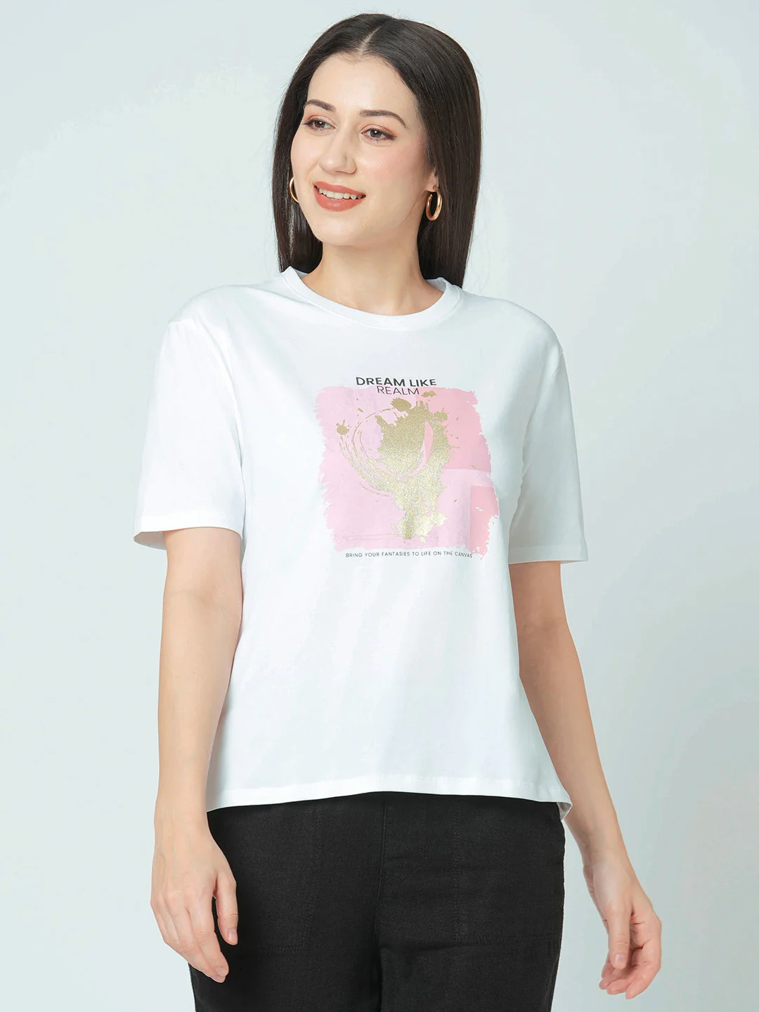 Women White Boxy Graphic Tees
