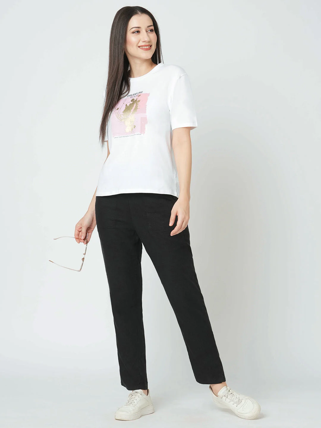 Women White Boxy Graphic Tees - Image 2