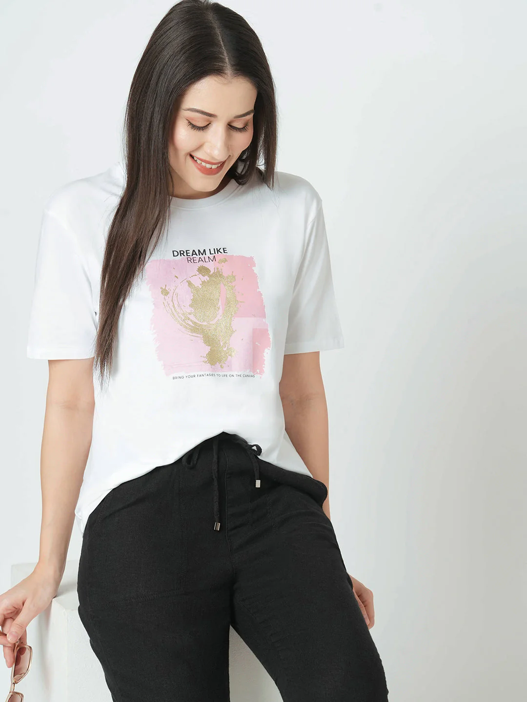 Women White Boxy Graphic Tees - Image 4