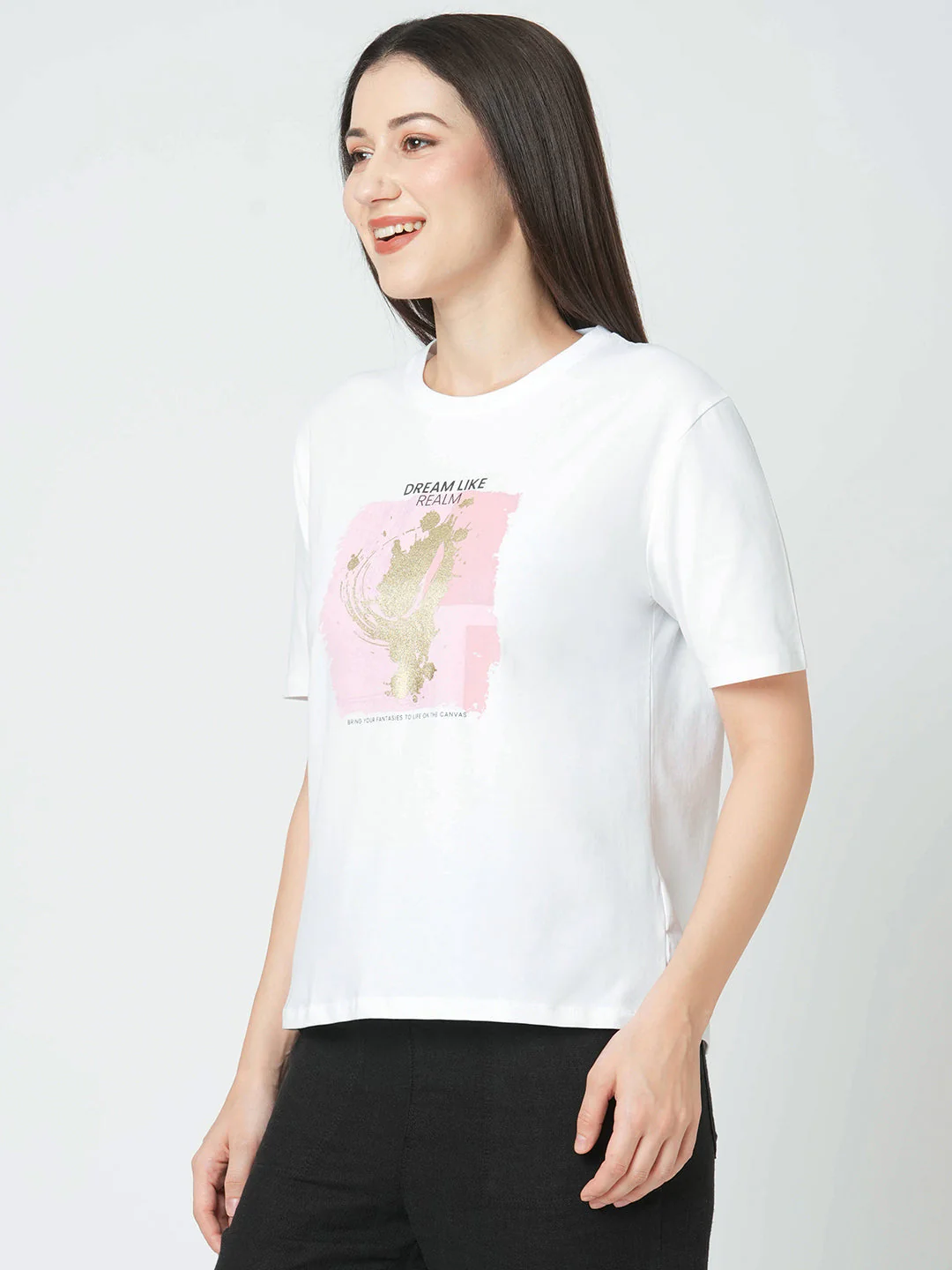 Women White Boxy Graphic Tees - Image 5