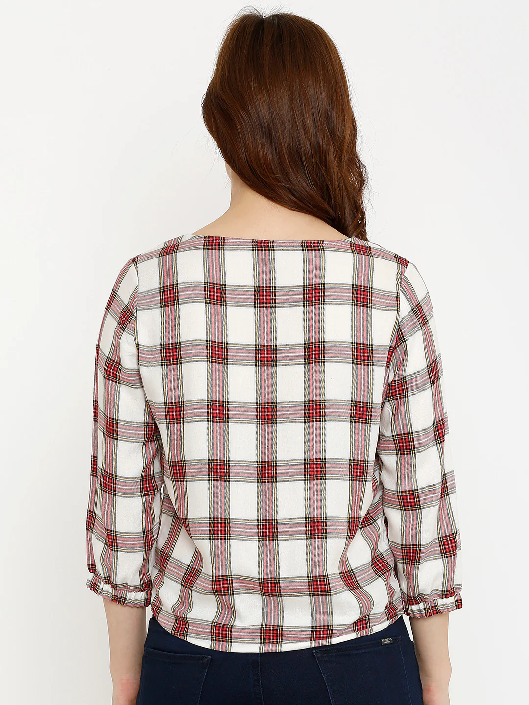 Women White Checks Top - Image 3