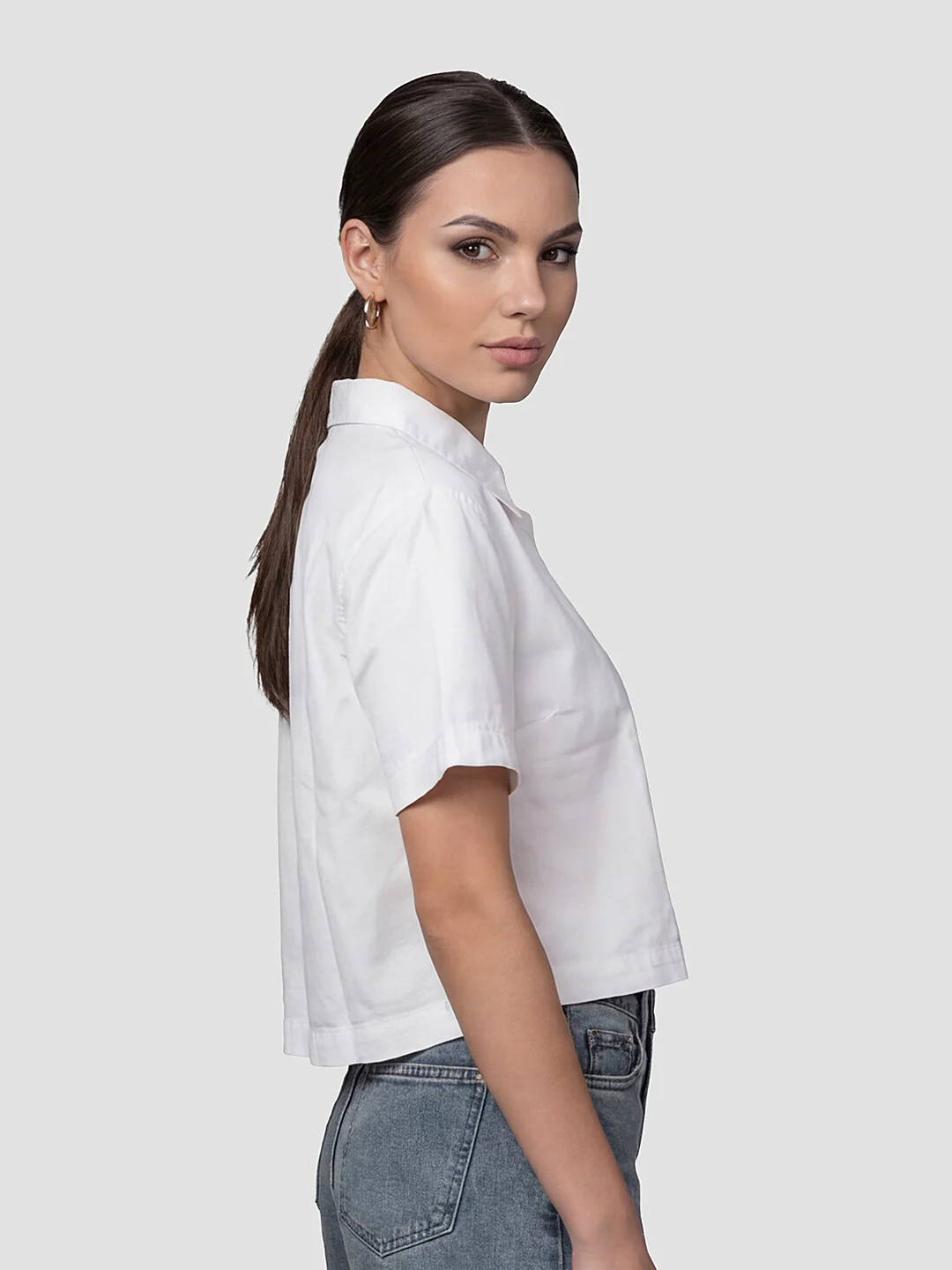 Women White Crop Shirt - Image 4