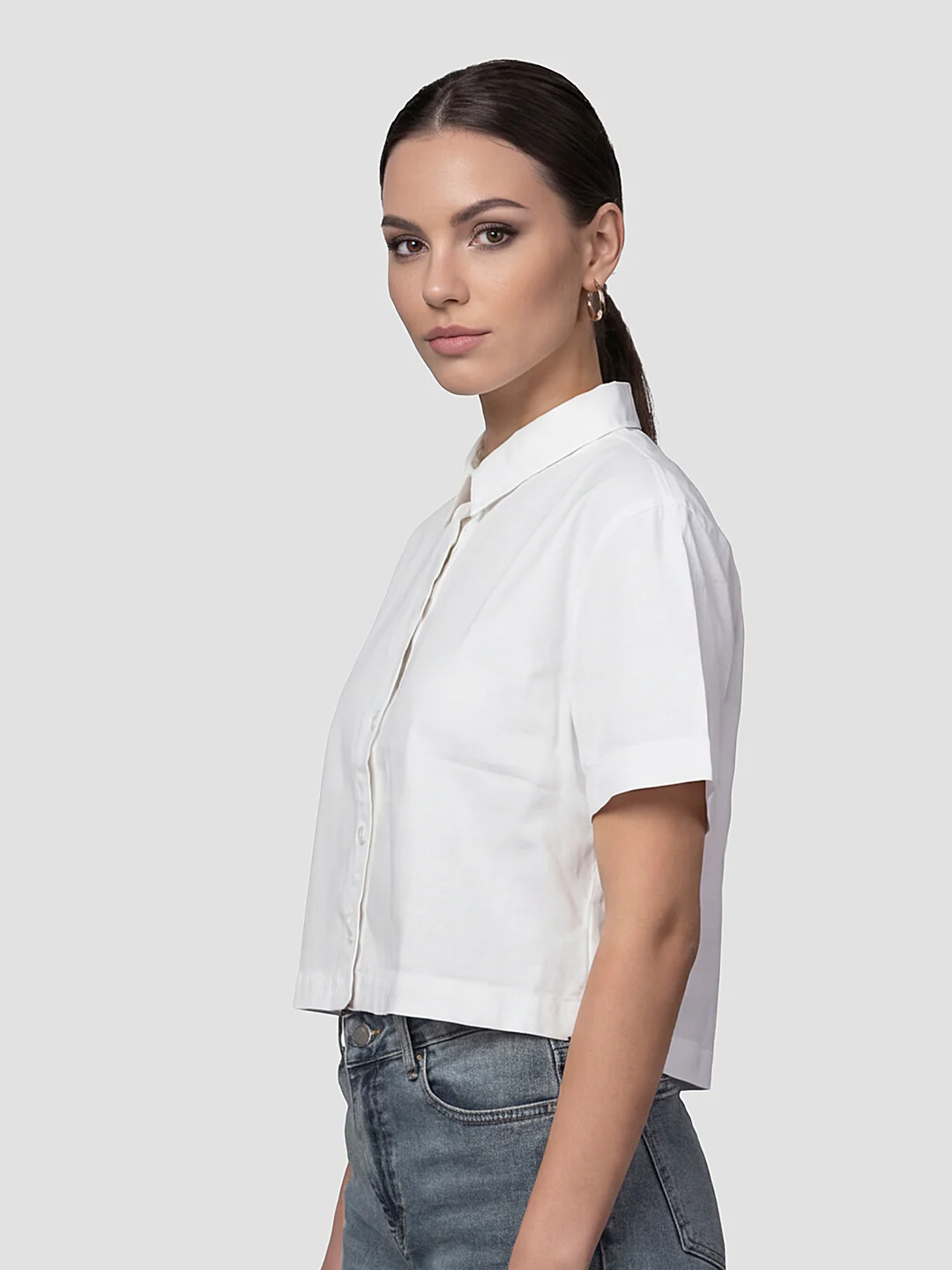 Women White Crop Shirt - Image 5