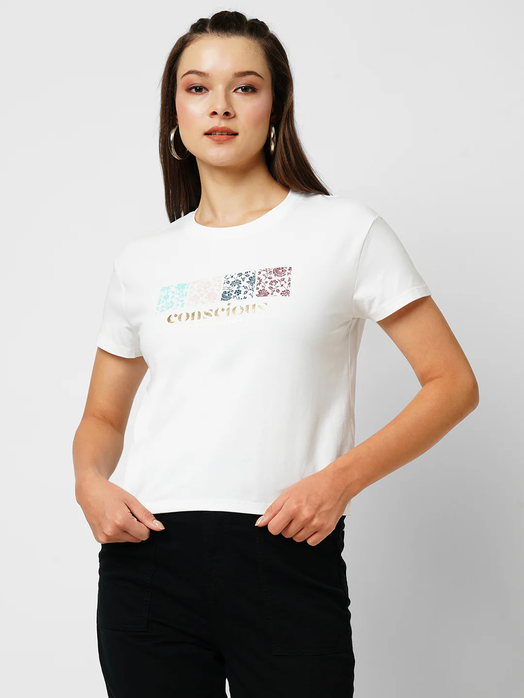 Women White Crop T-Shirt - Image 2