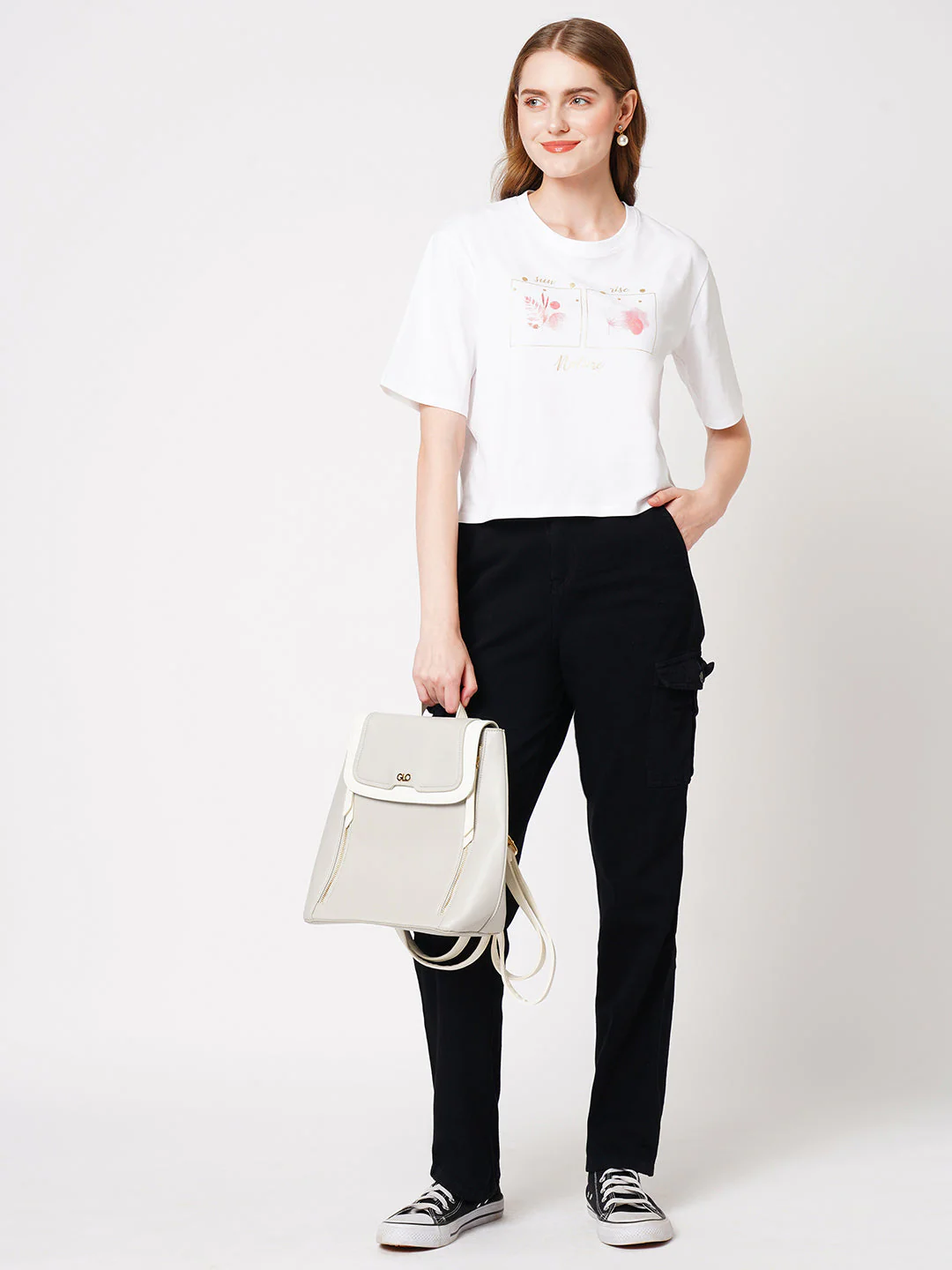 Women White Floral Graphic Tees - Image 2