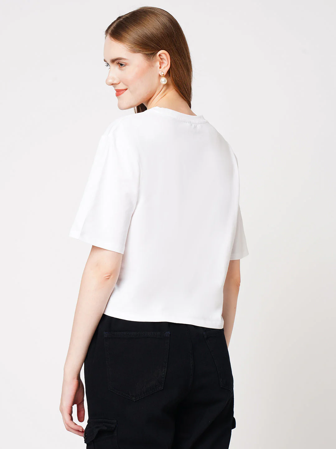 Women White Floral Graphic Tees - Image 3