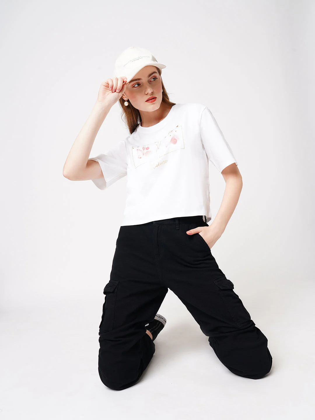 Women White Floral Graphic Tees - Image 4