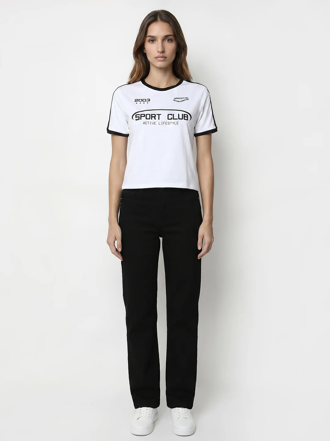 Women White Graphic Crop Tees - Image 4