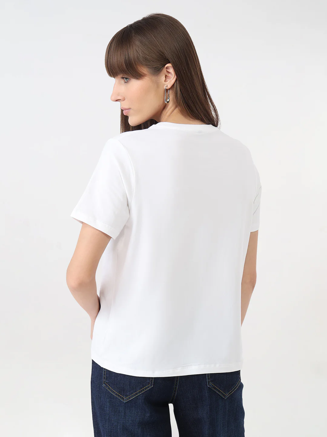 Women White Graphic Slim T-Shirt - Image 3