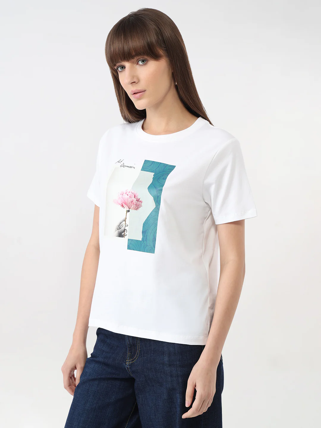 Women White Graphic Slim T-Shirt - Image 5