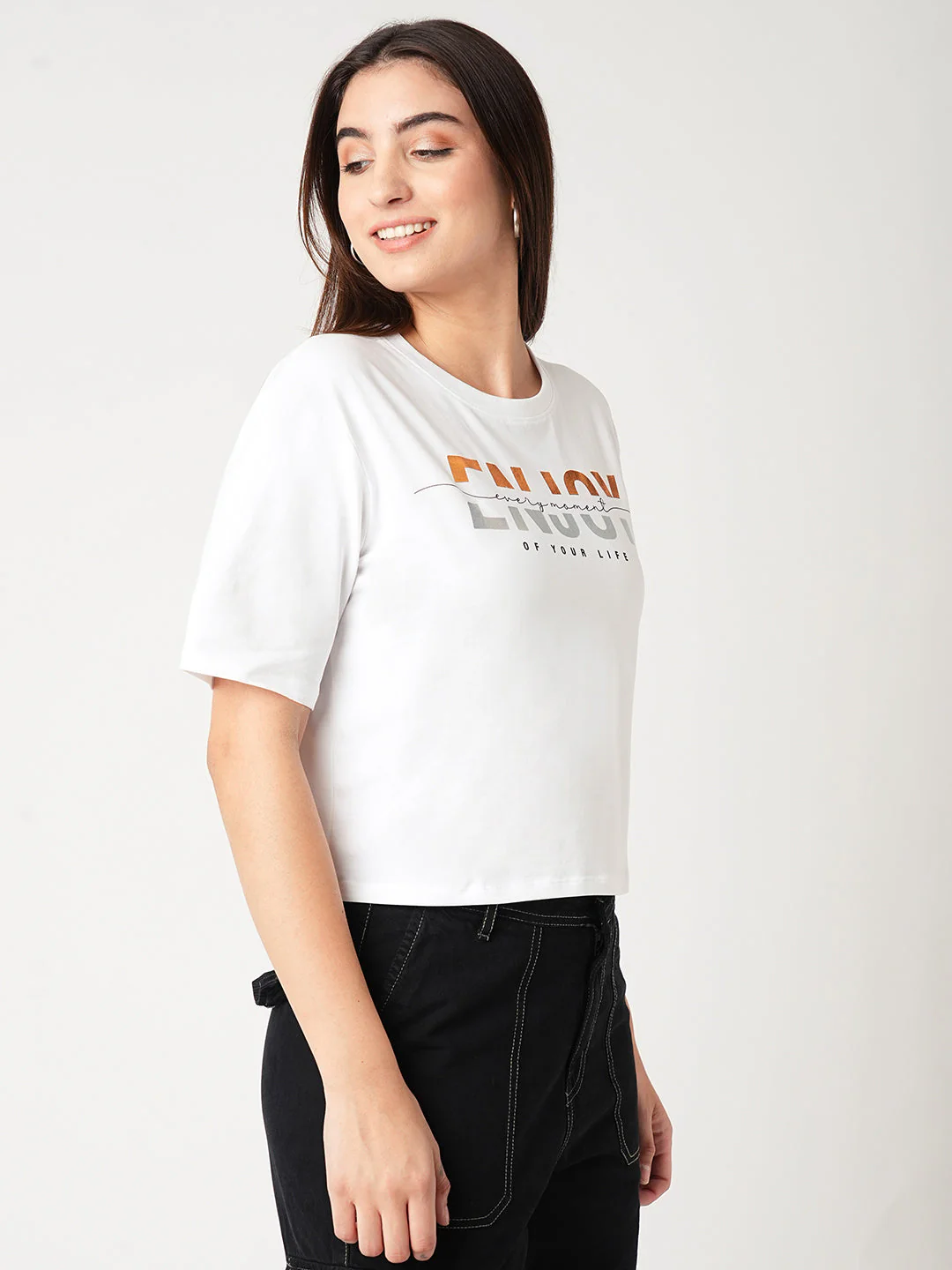 Women White Graphic Tees - Image 5