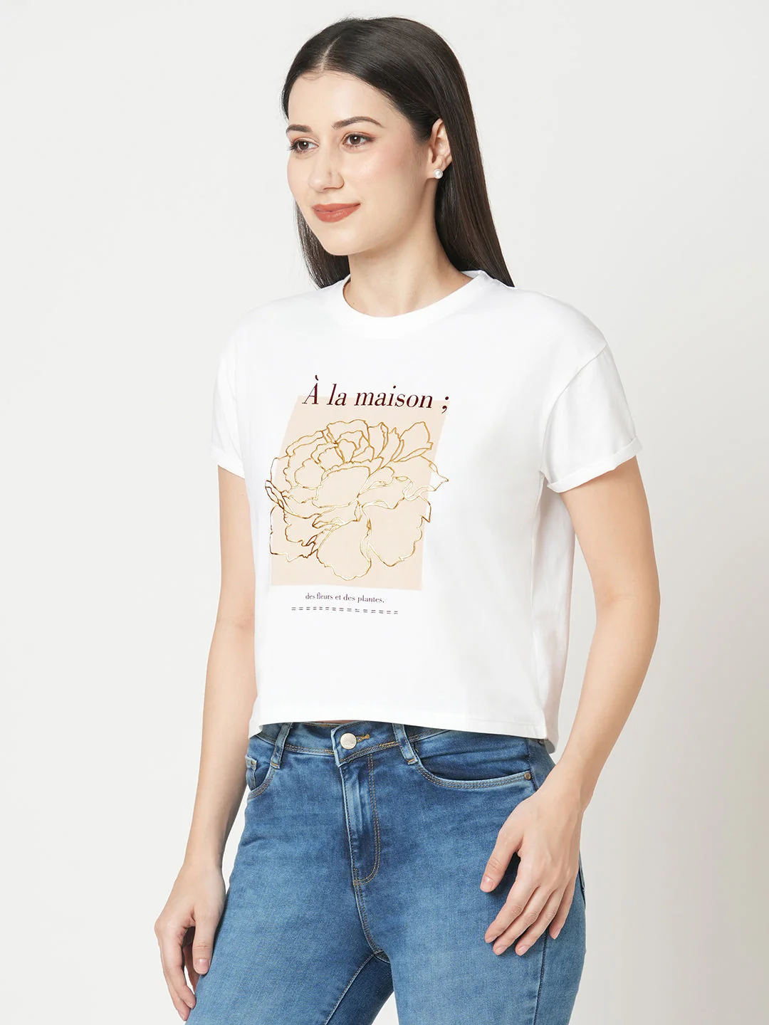 Women White Graphic Tees - Image 5