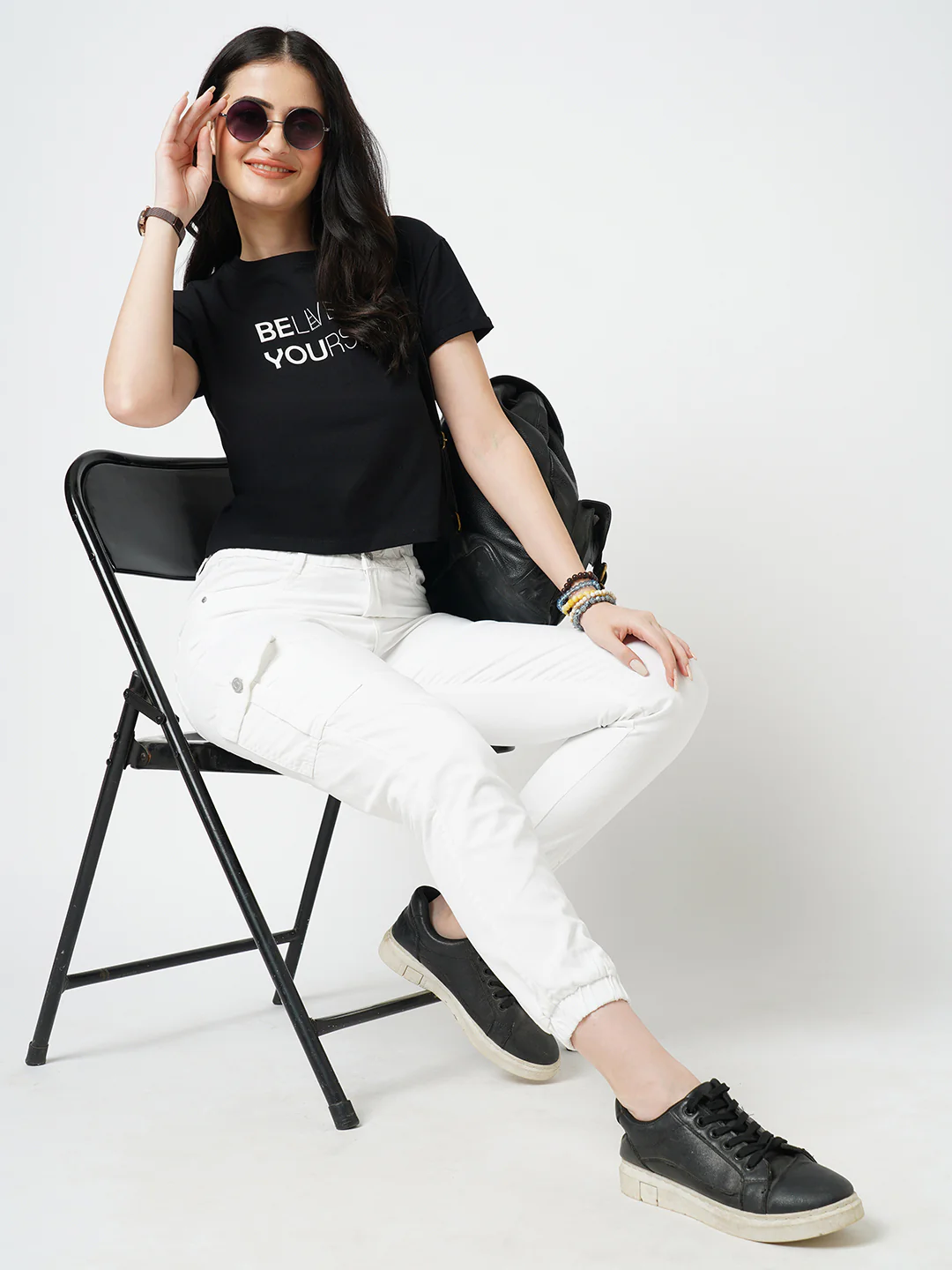 Women White High-Rise Cargo Jogger