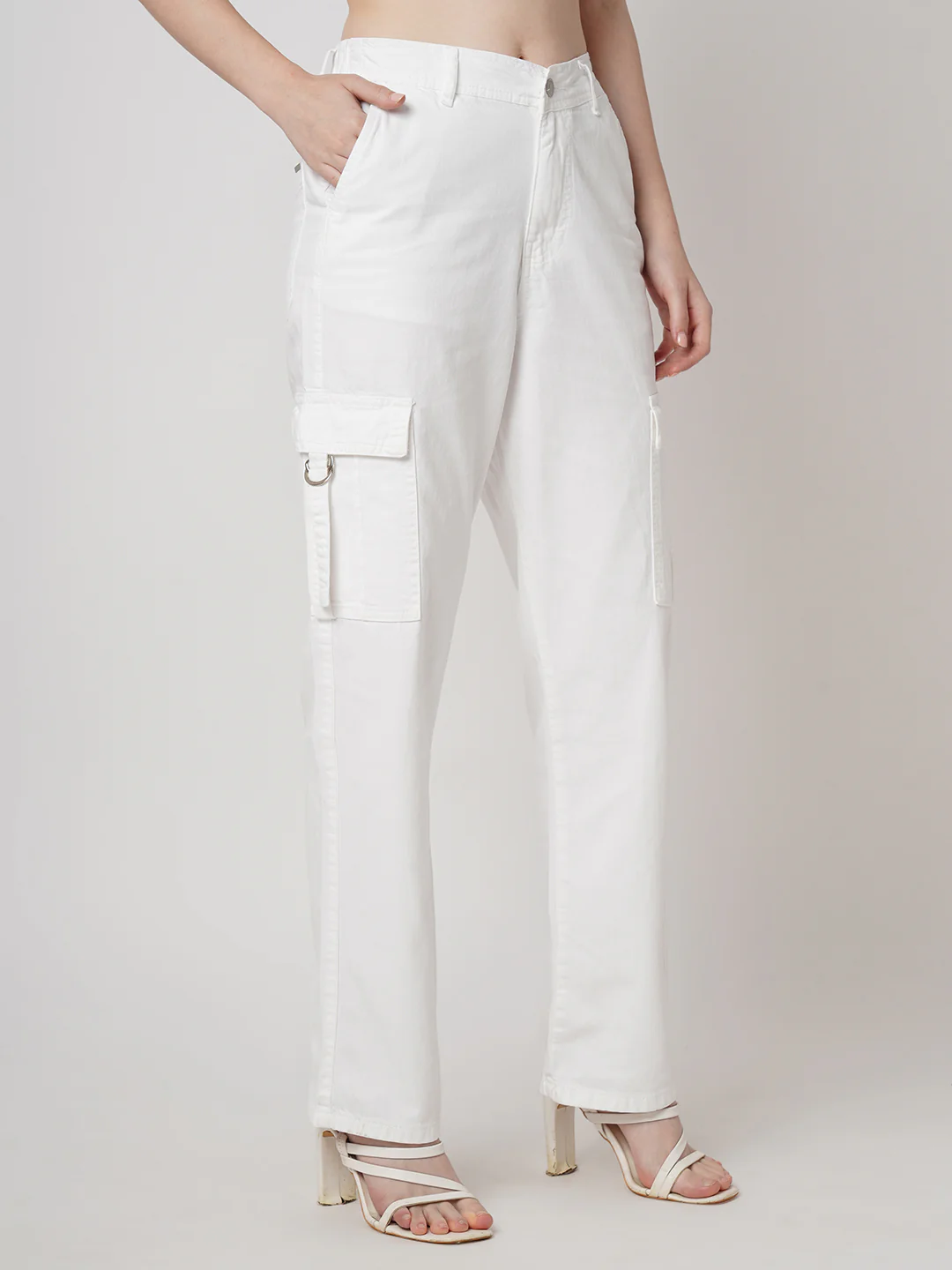 Women White High-Rise Cargo - Image 5