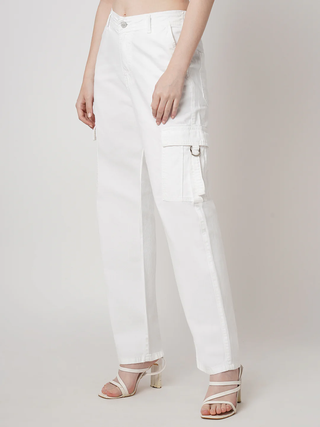 Women White High-Rise Cargo - Image 6