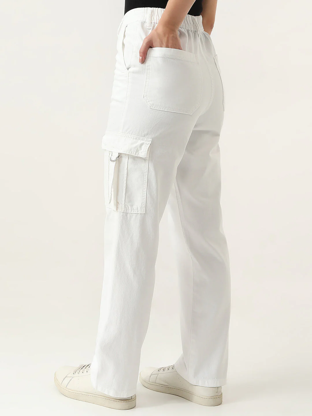 Women White High-Rise Cargo - Image 3