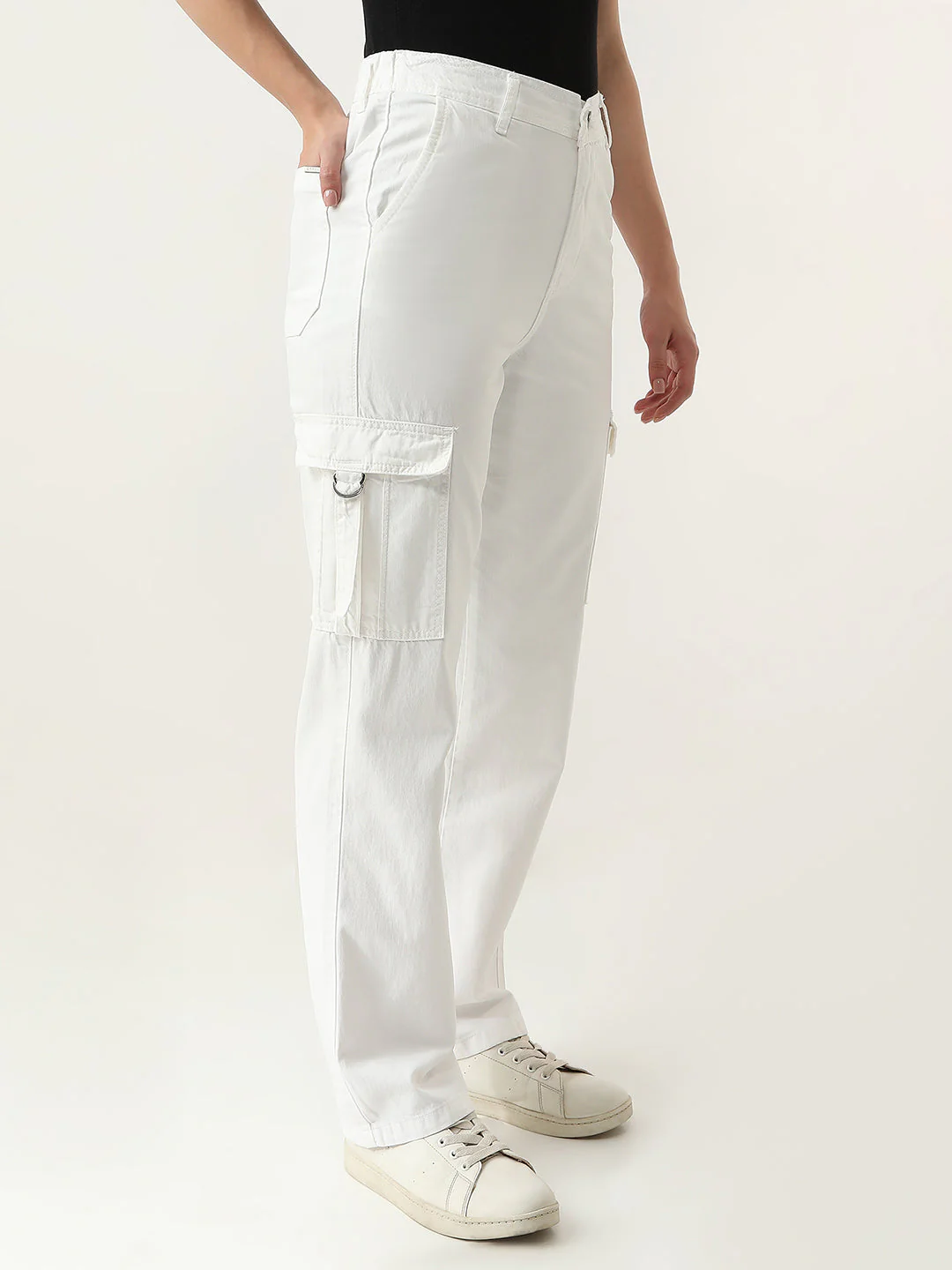 Women White High-Rise Cargo - Image 4