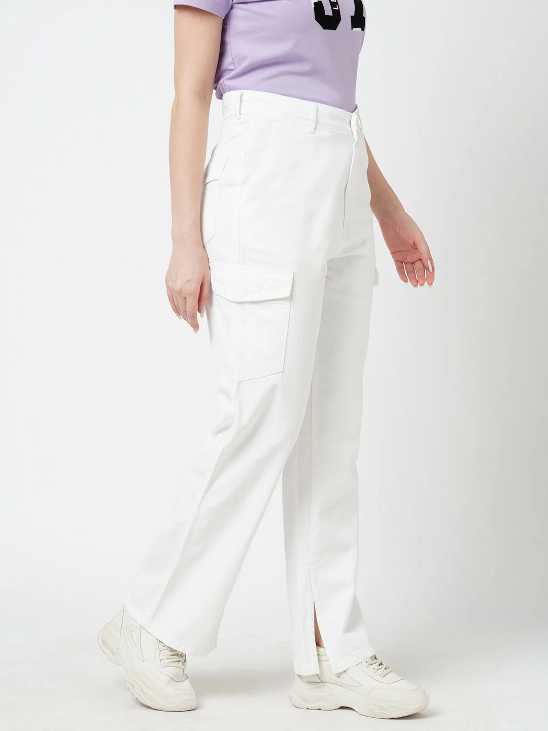 Women White High-Rise Cargo - Image 4