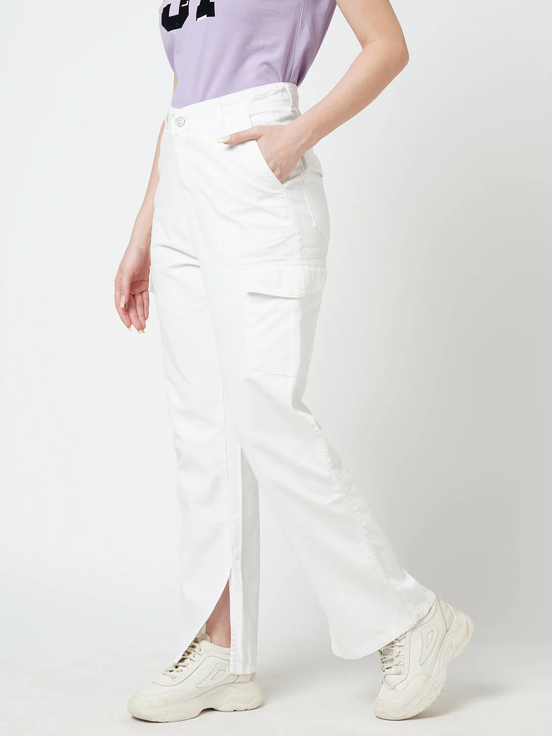 Women White High-Rise Cargo - Image 5