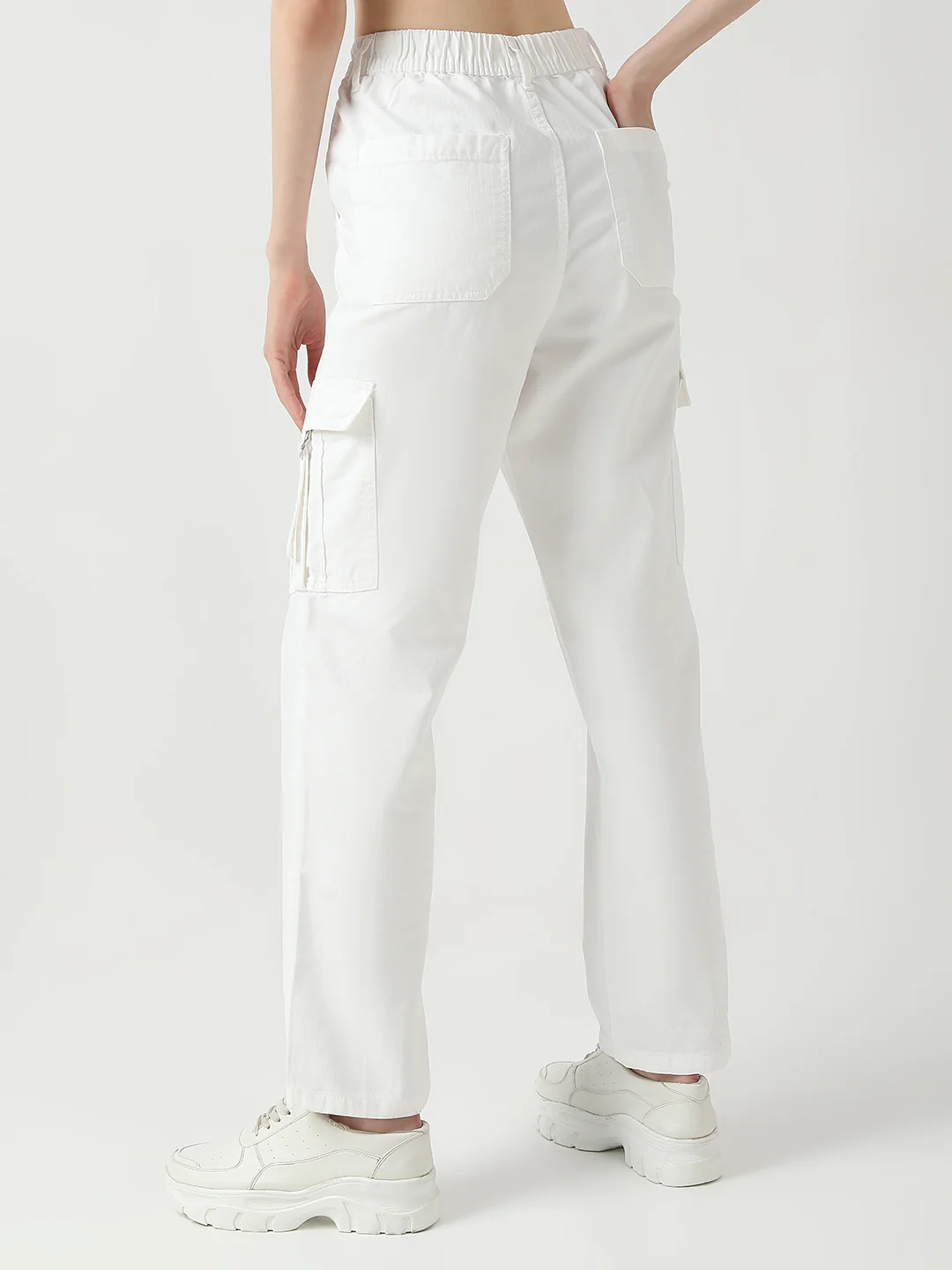 Women White High-Rise Cargo - Image 3