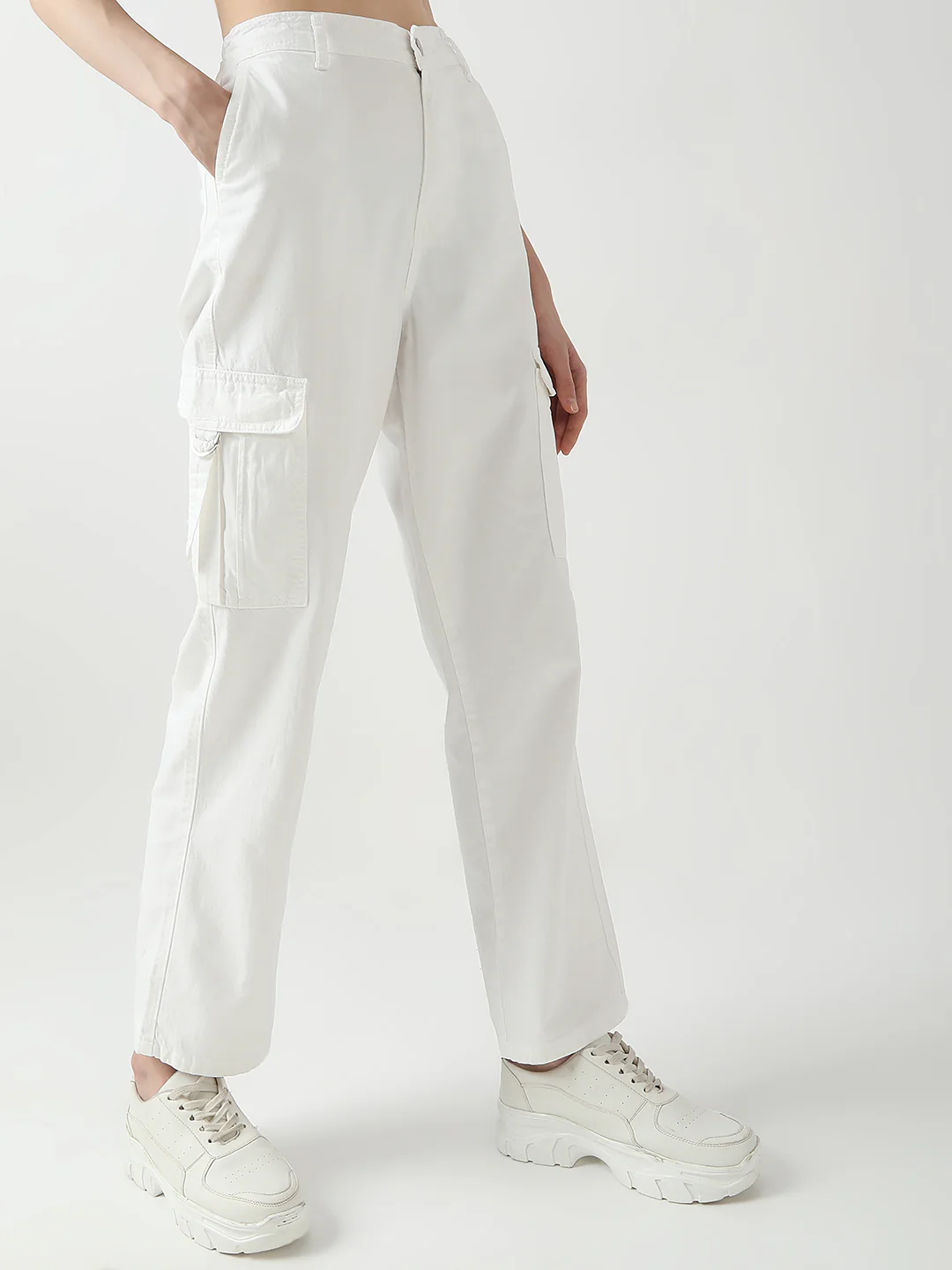Women White High-Rise Cargo - Image 4