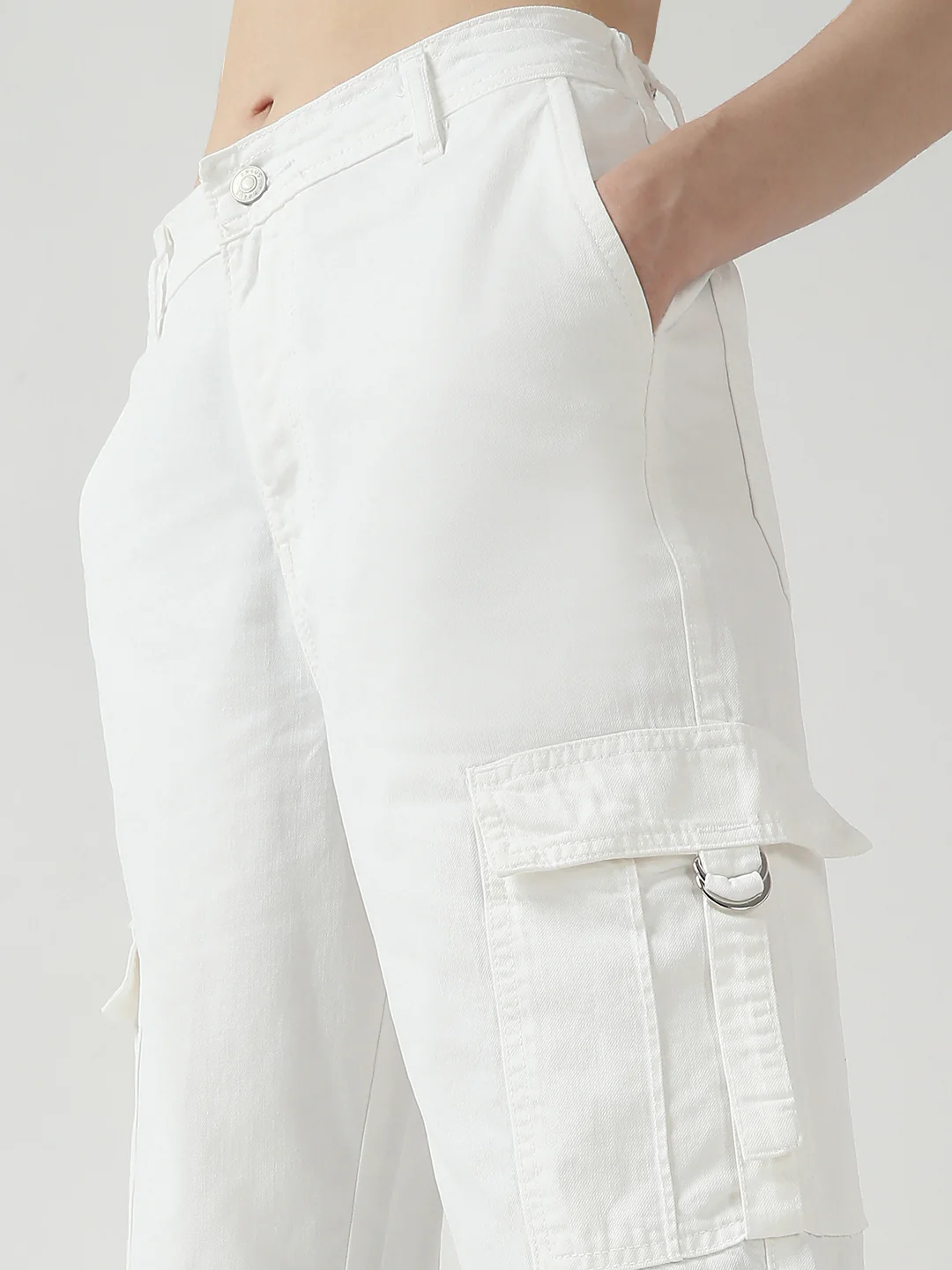 Women White High-Rise Cargo - Image 5