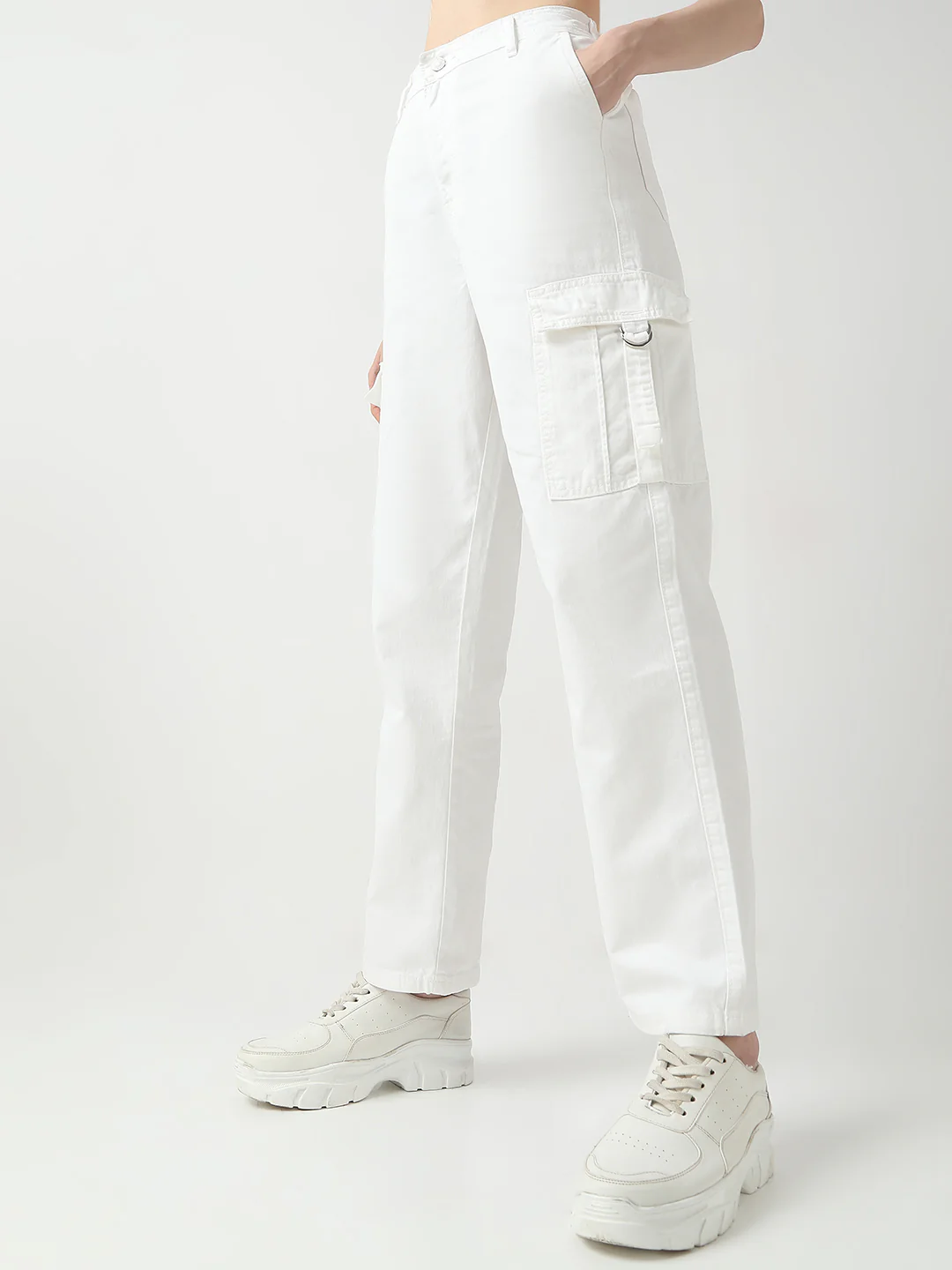 Women White High-Rise Cargo - Image 6
