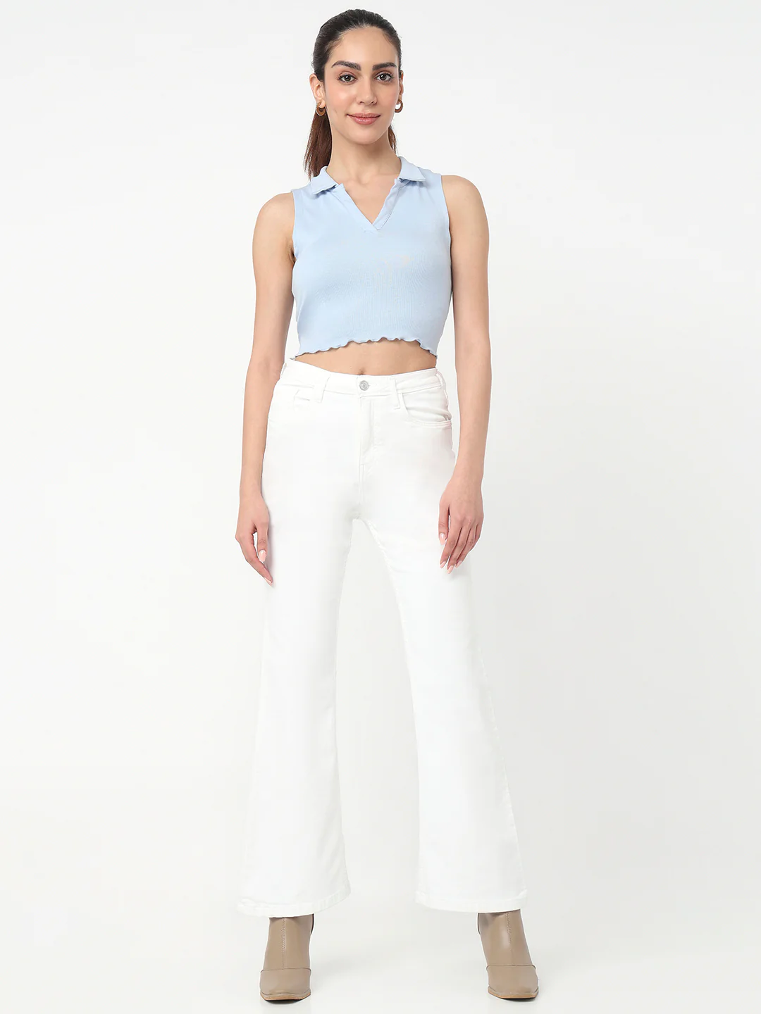 Women White High-Rise Flare Jeans - Image 4