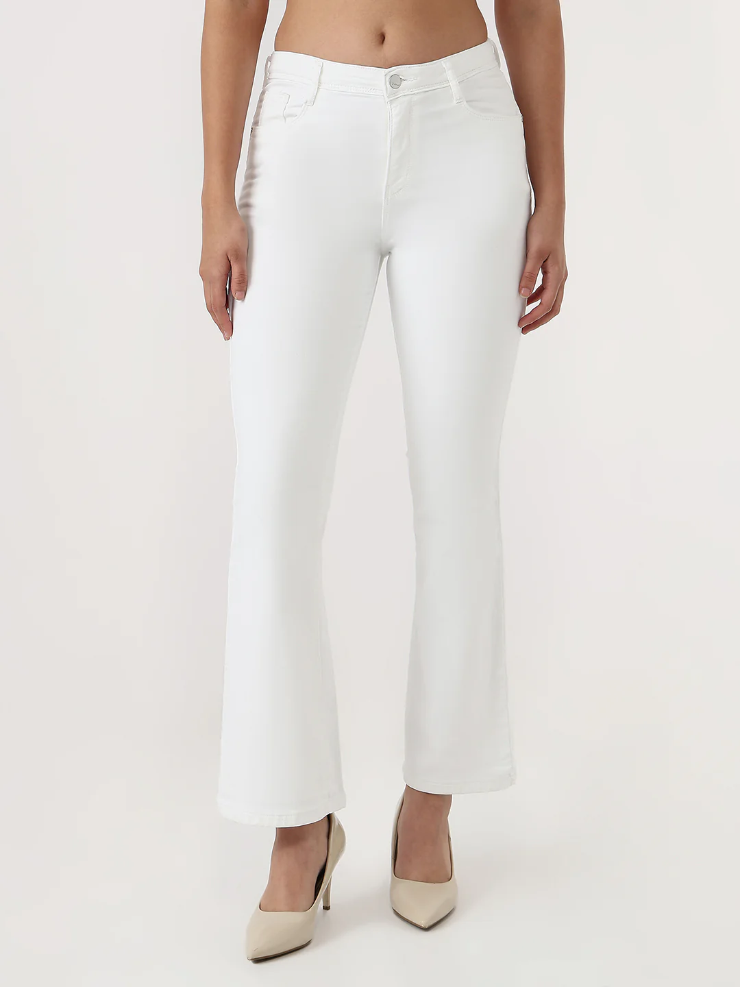 Women White High-Rise Flare Jeans - Image 2