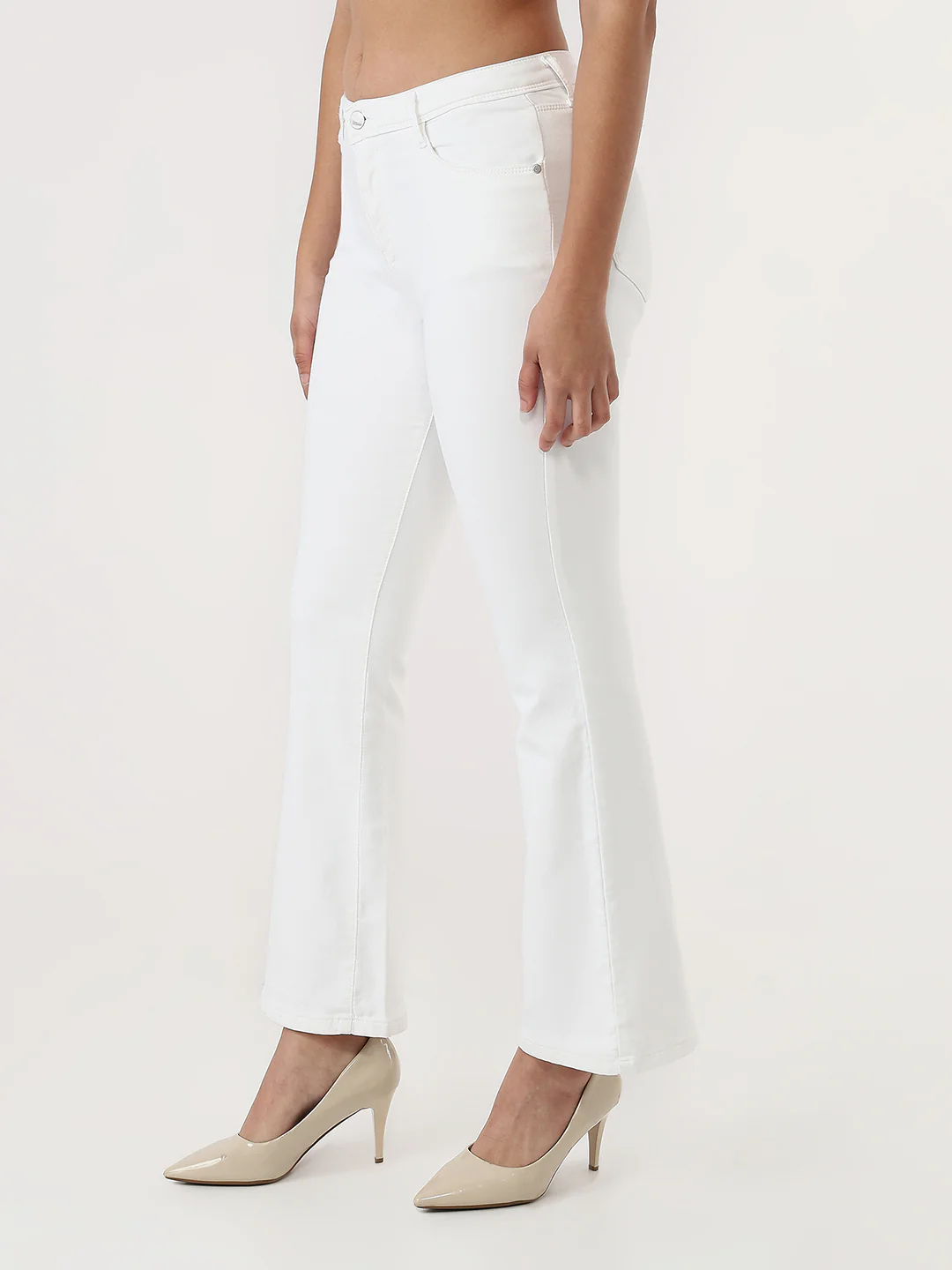 Women White High-Rise Flare Jeans - Image 4