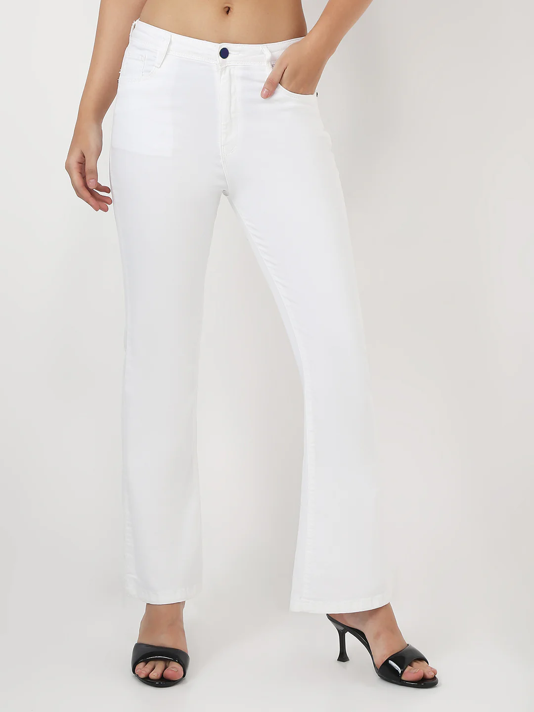 Women White High-Rise Flare Jeans - Image 2