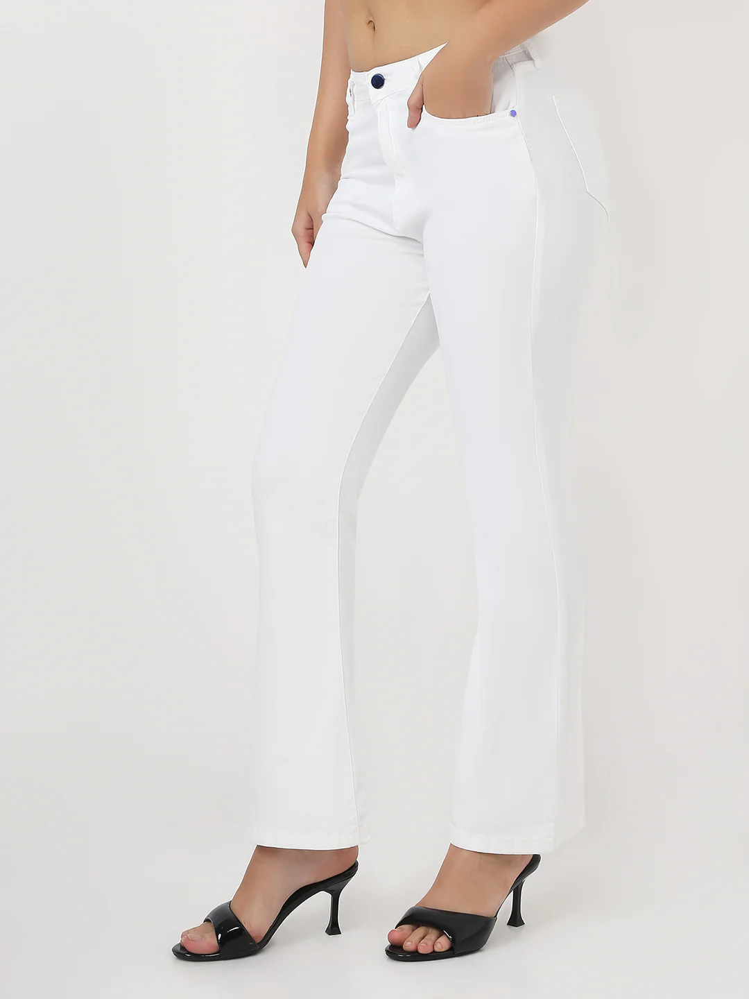 Women White High-Rise Flare Jeans - Image 7