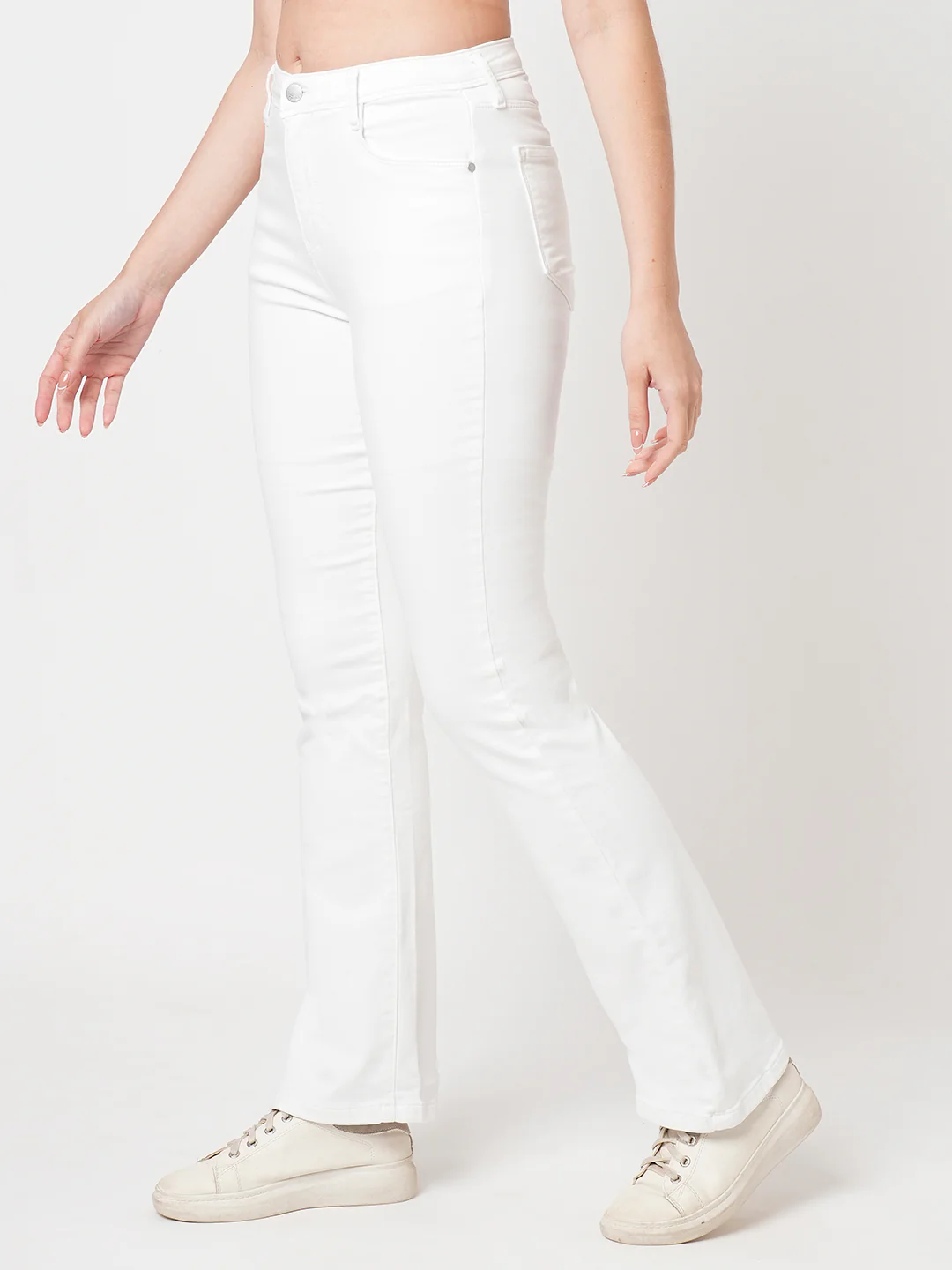 Women White High-Rise Mini Flare Jeans - Image 5