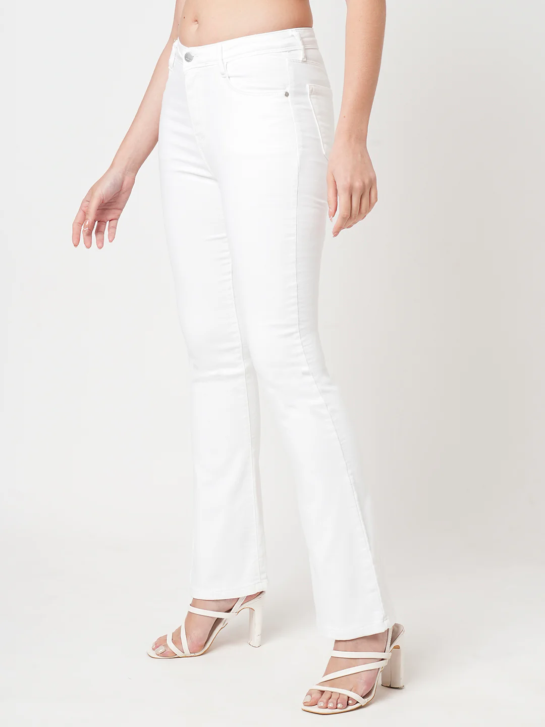 Women White High-Rise Mini Flare Jeans - Image 5