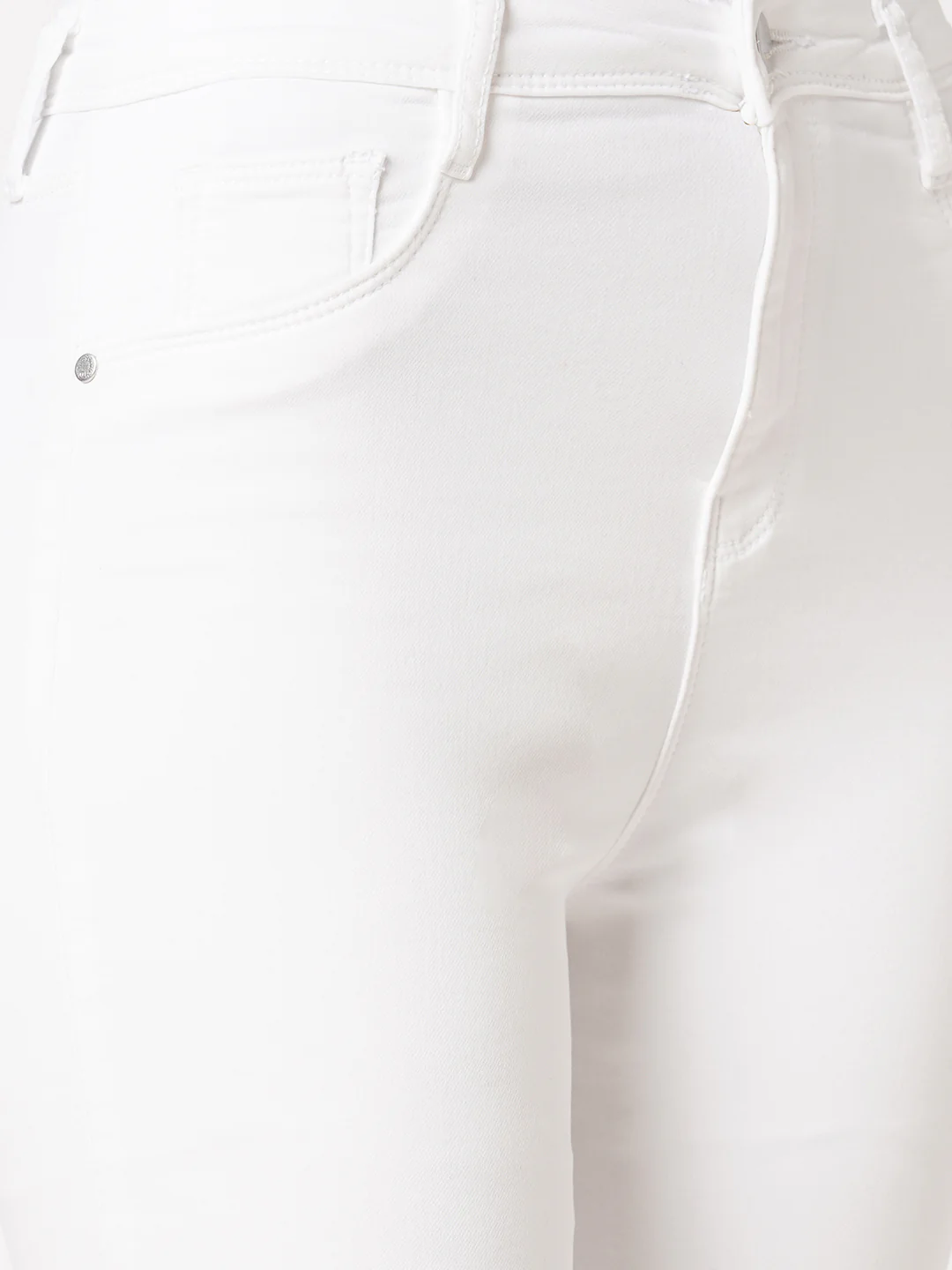 Women White High-Rise Mini Flare Jeans - Image 5