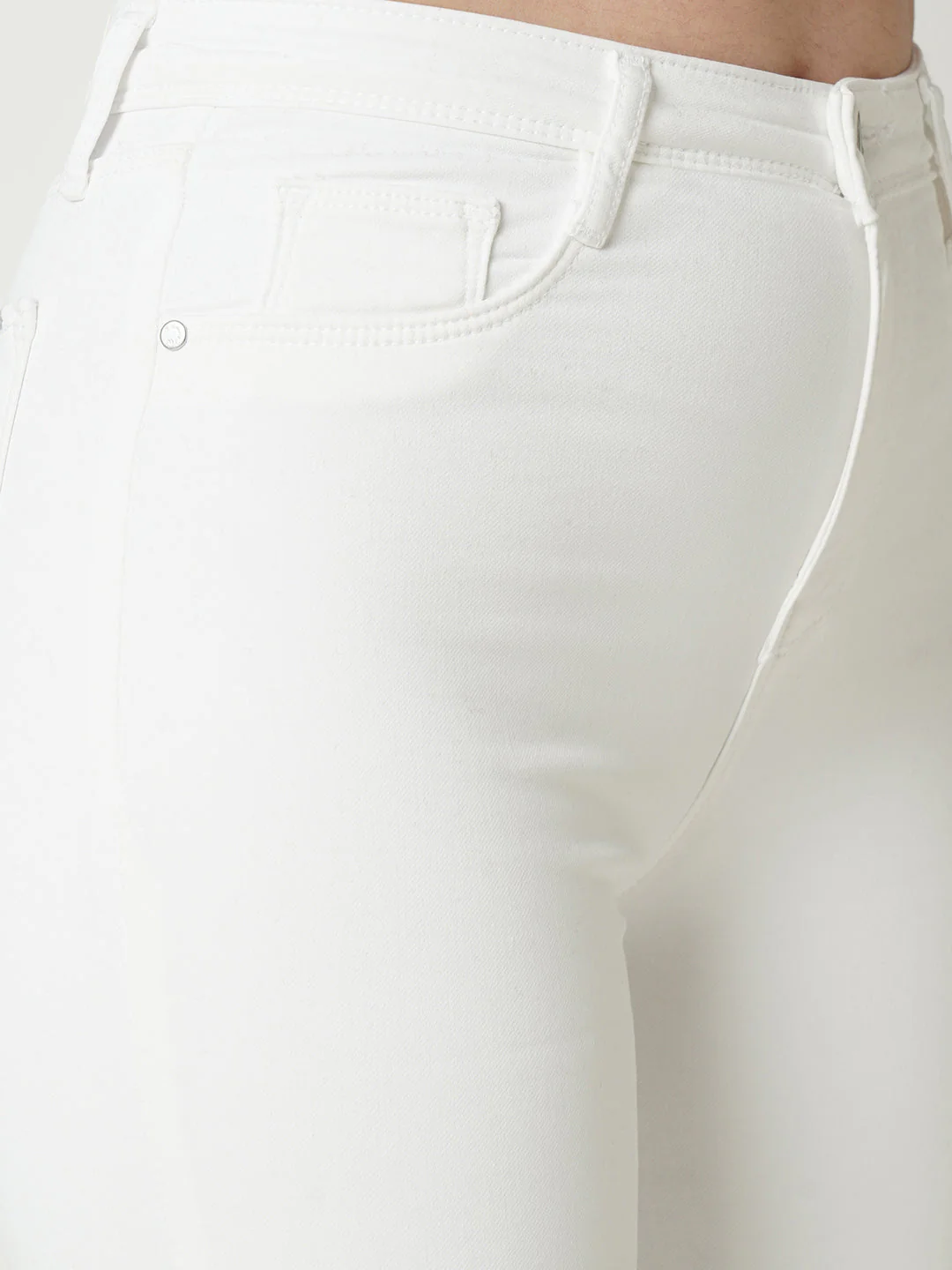Women White High-Rise Mini Flare Jeans - Image 5